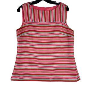 Talbots Silk Striped Sleeveless Blouse Pink
